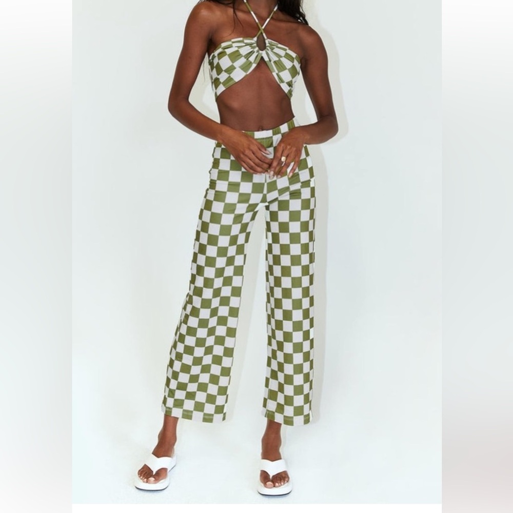Princess Polly matching green checkered set new with tags.